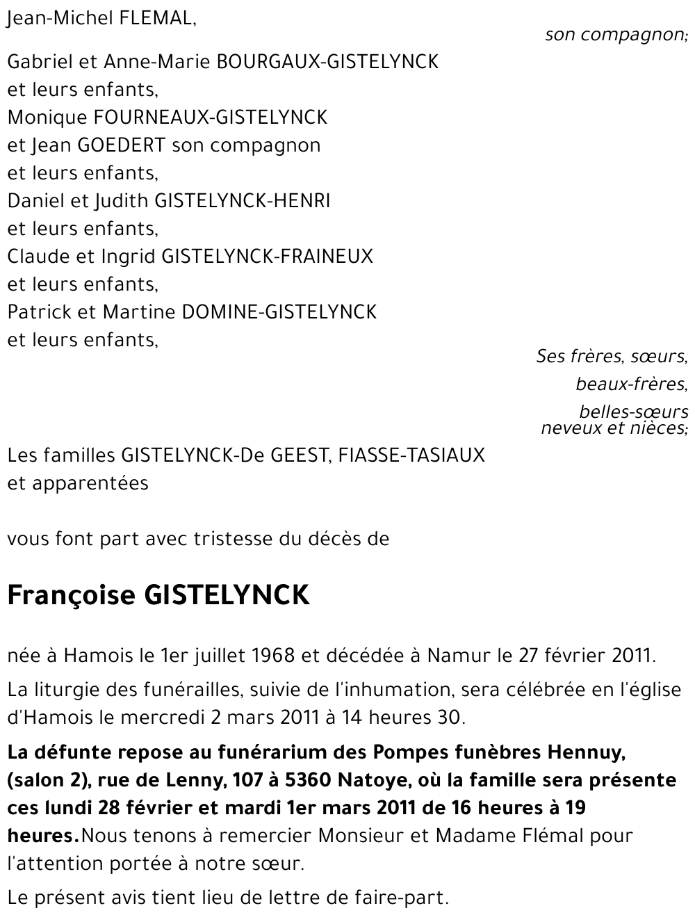 Françoise GISTELYNCK
