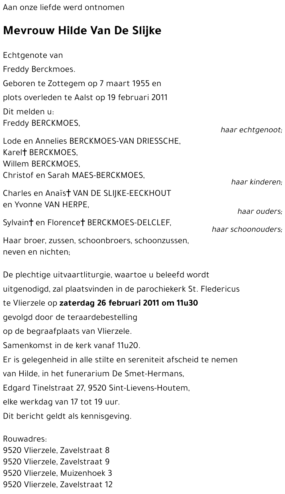 Hilde VAN DE SLIJKE