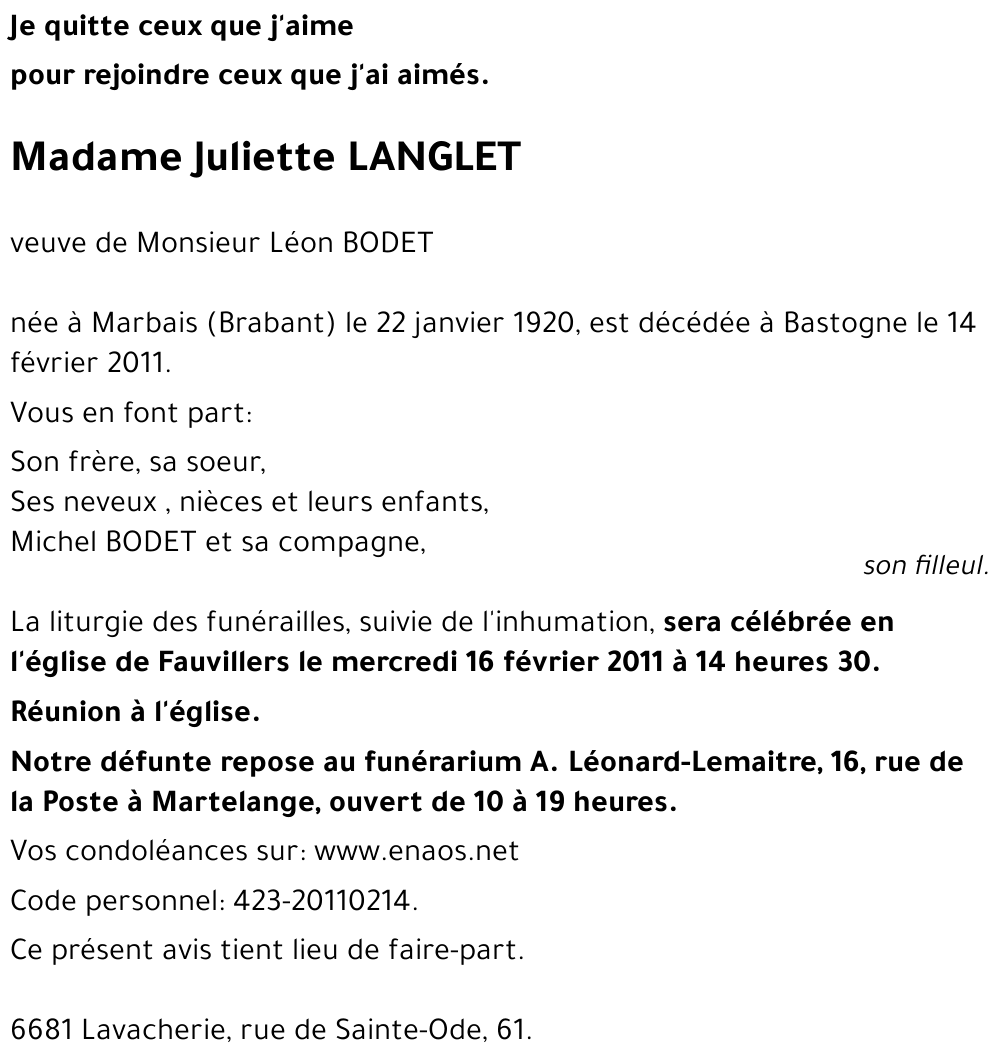 Juliette LANGLET