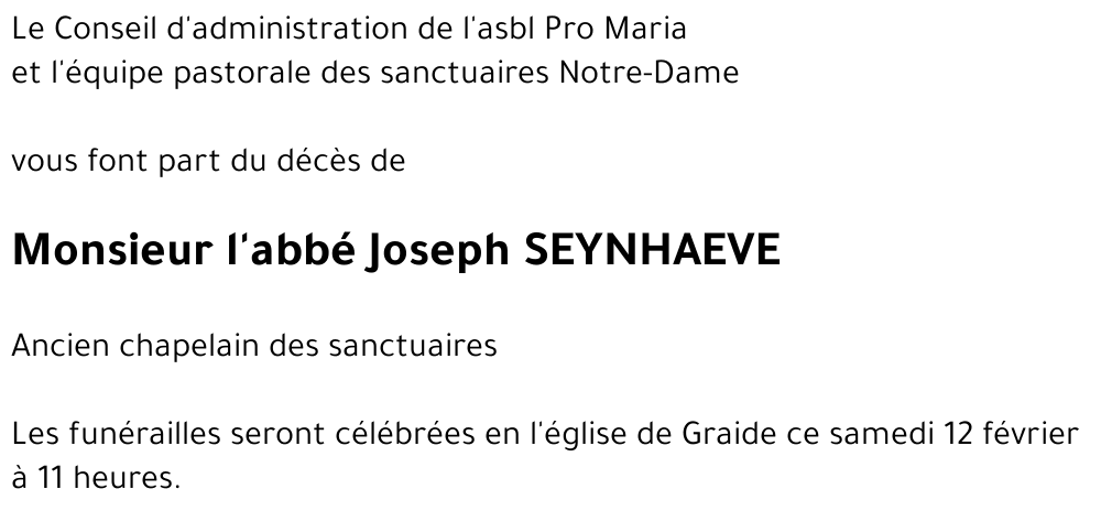 L'abbé Joseph SEYNHAEVE