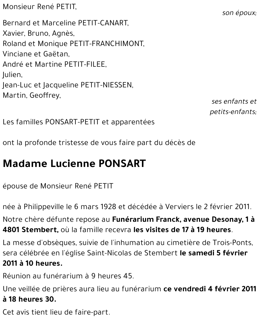 Lucienne PONSART