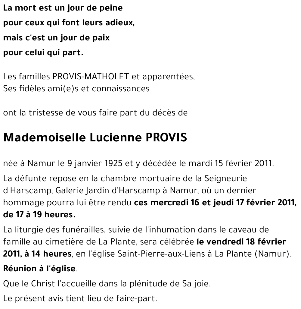 Lucienne PROVIS