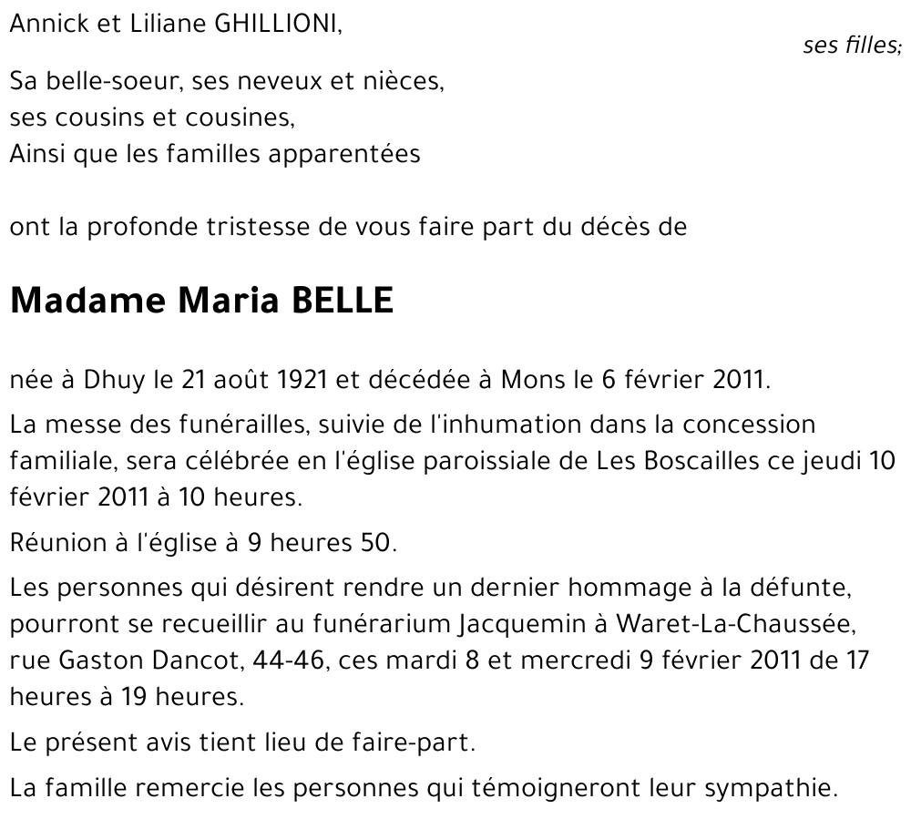 Maria BELLE