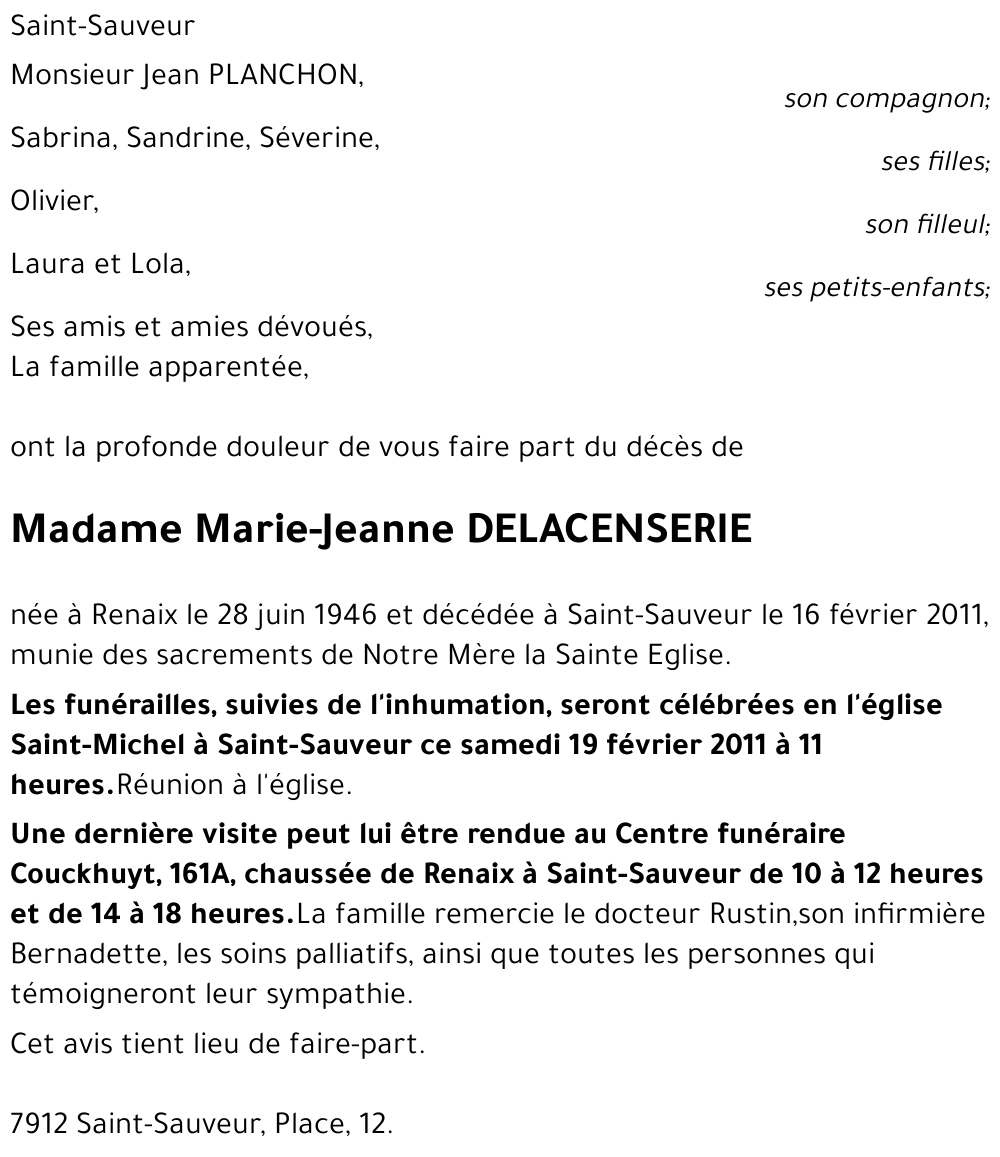 Marie-Jeanne DELACENSERIE