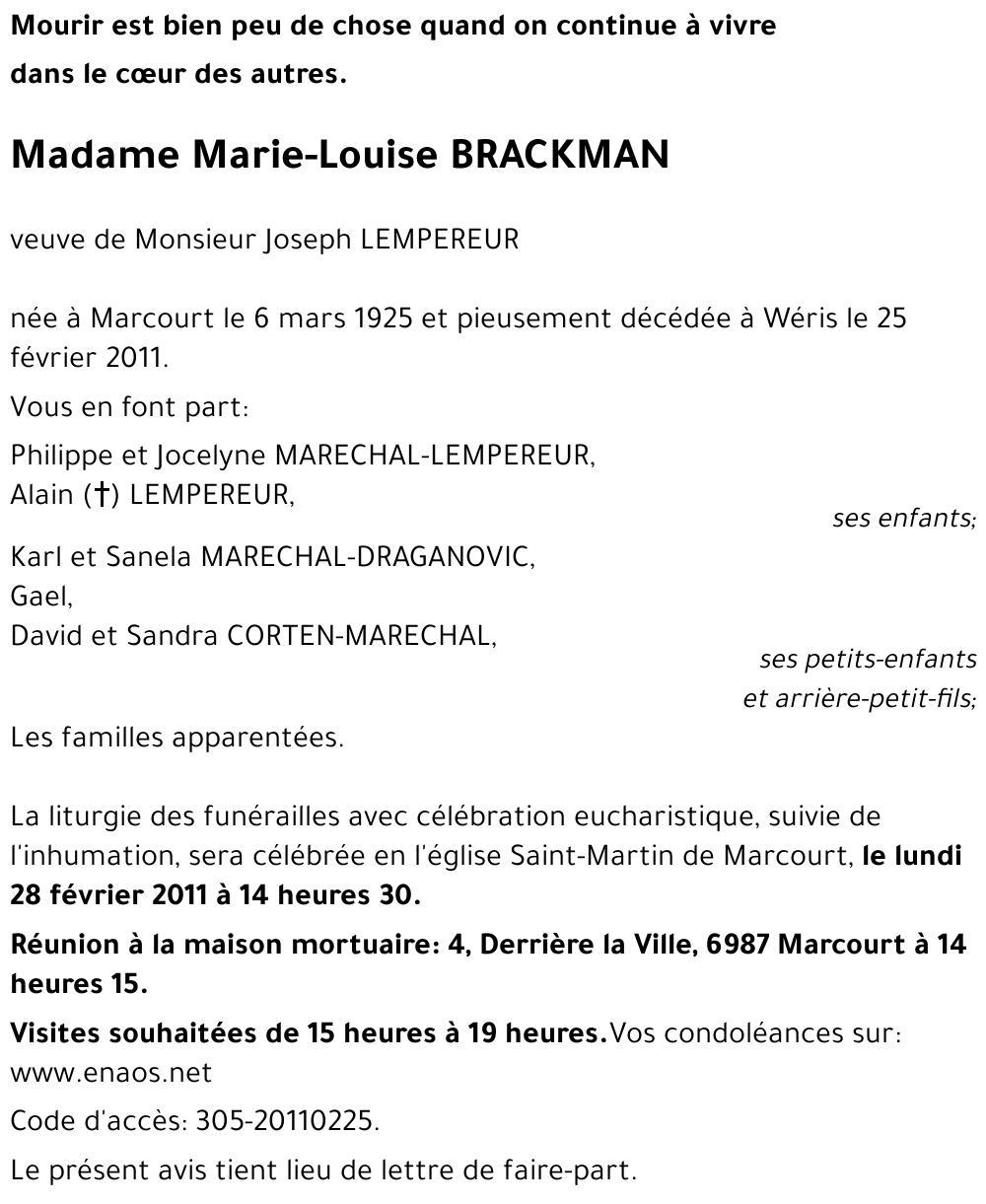 Marie-Louise BRACKMAN