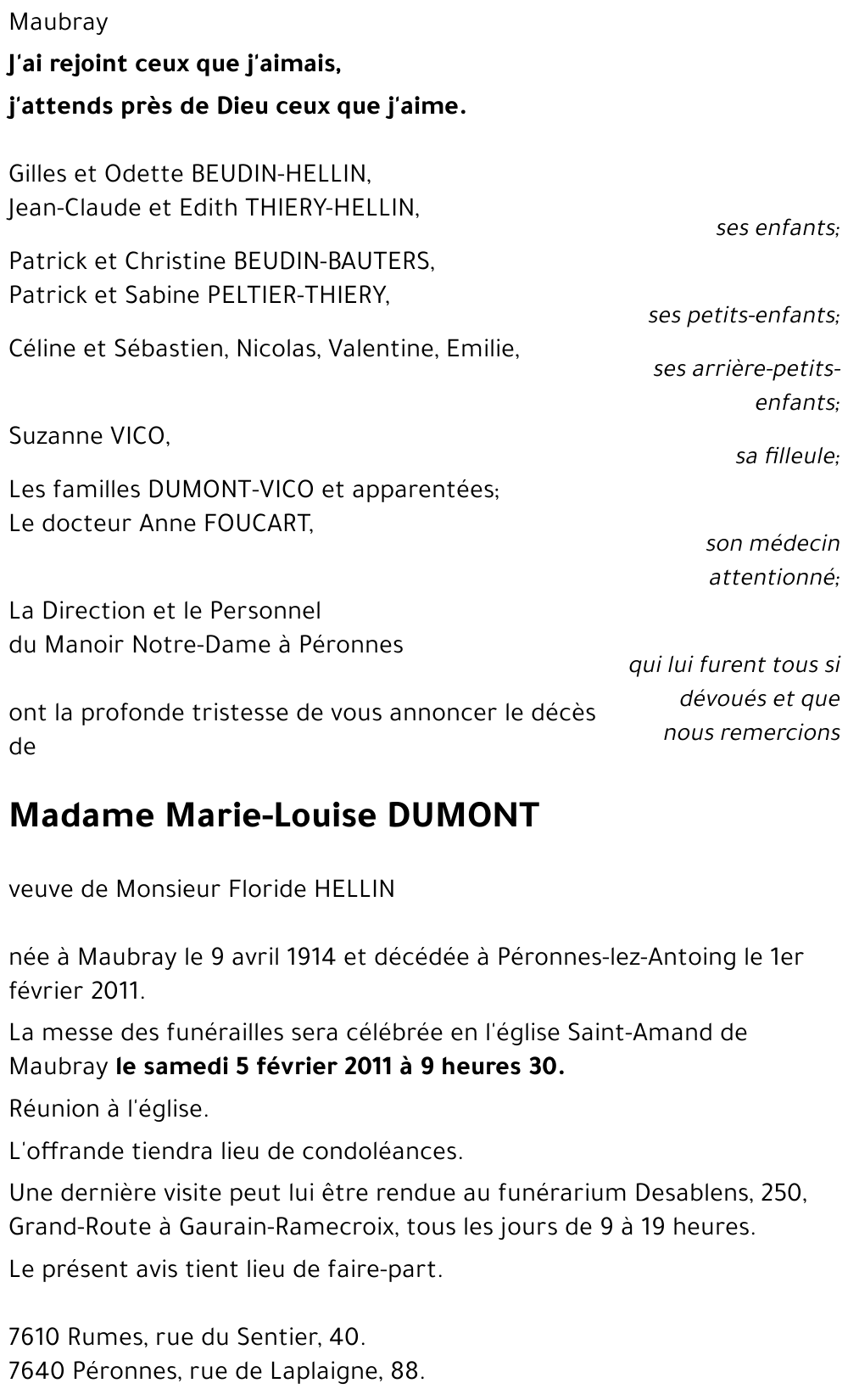 Marie-Louise DUMONT