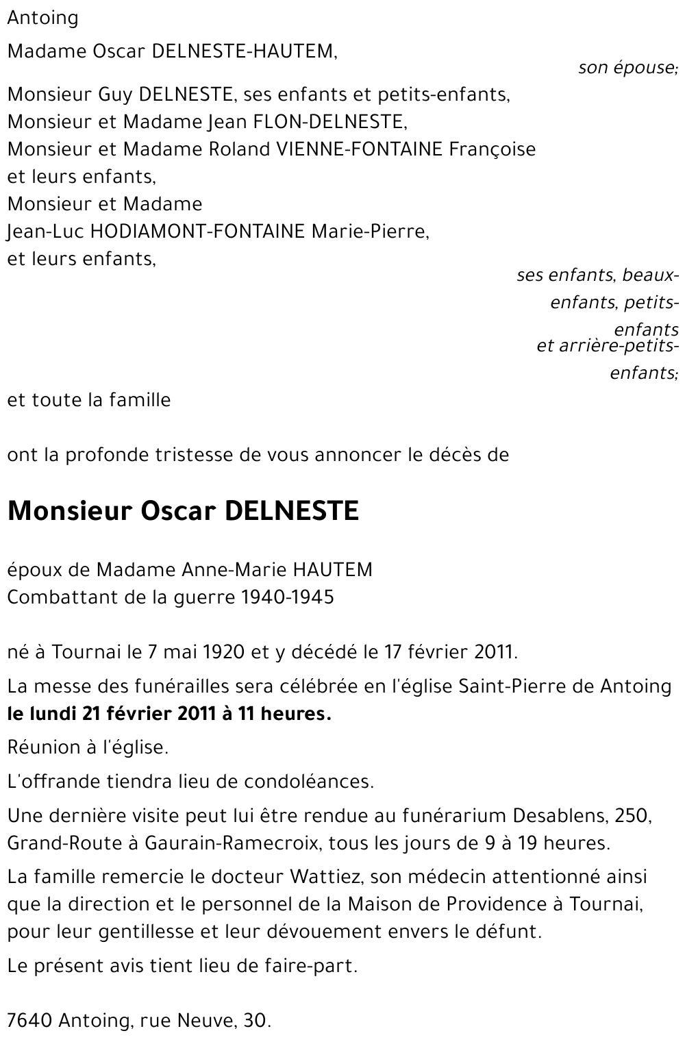 Oscar DELNESTE