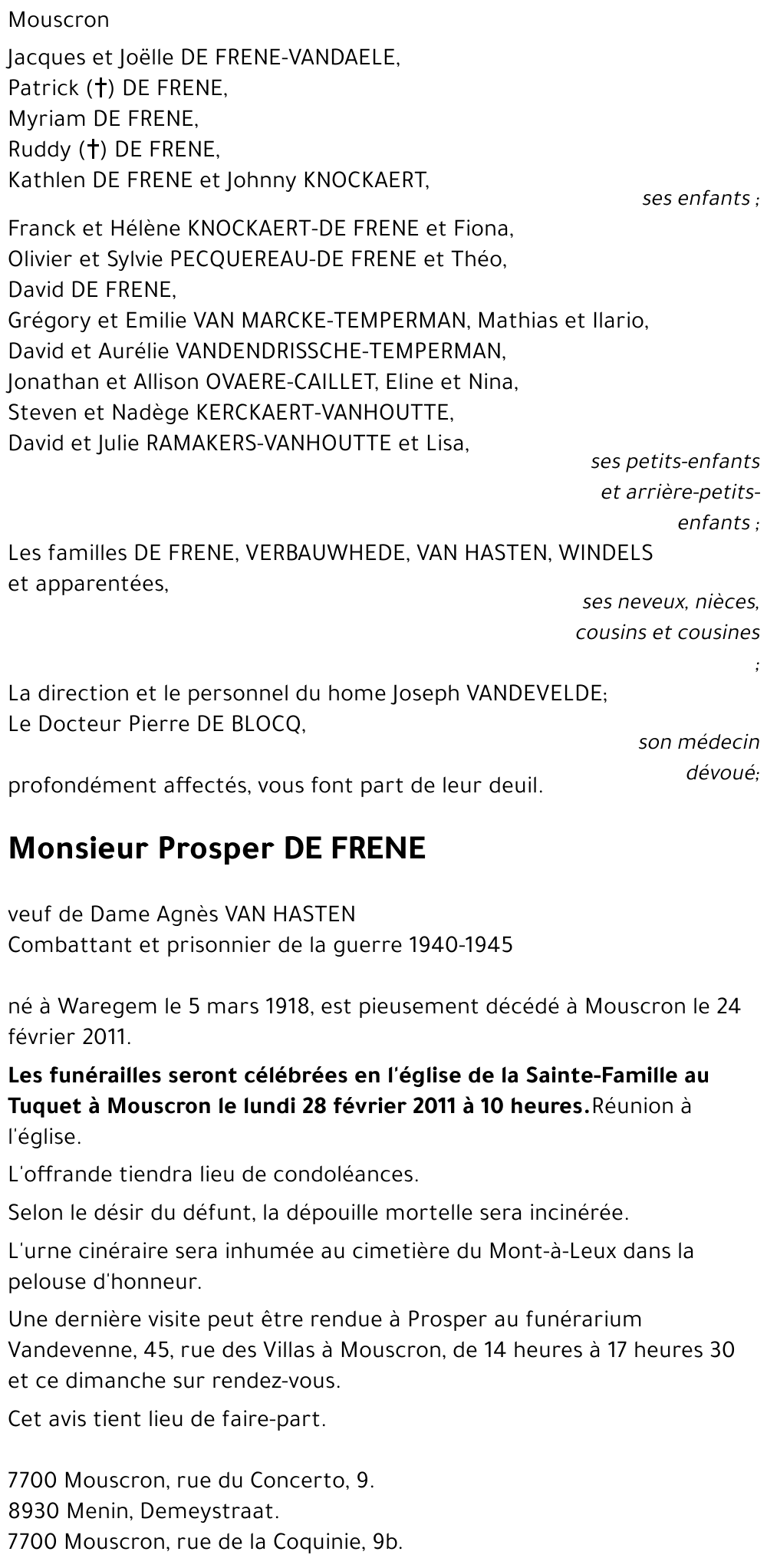 Prosper DE FRENE