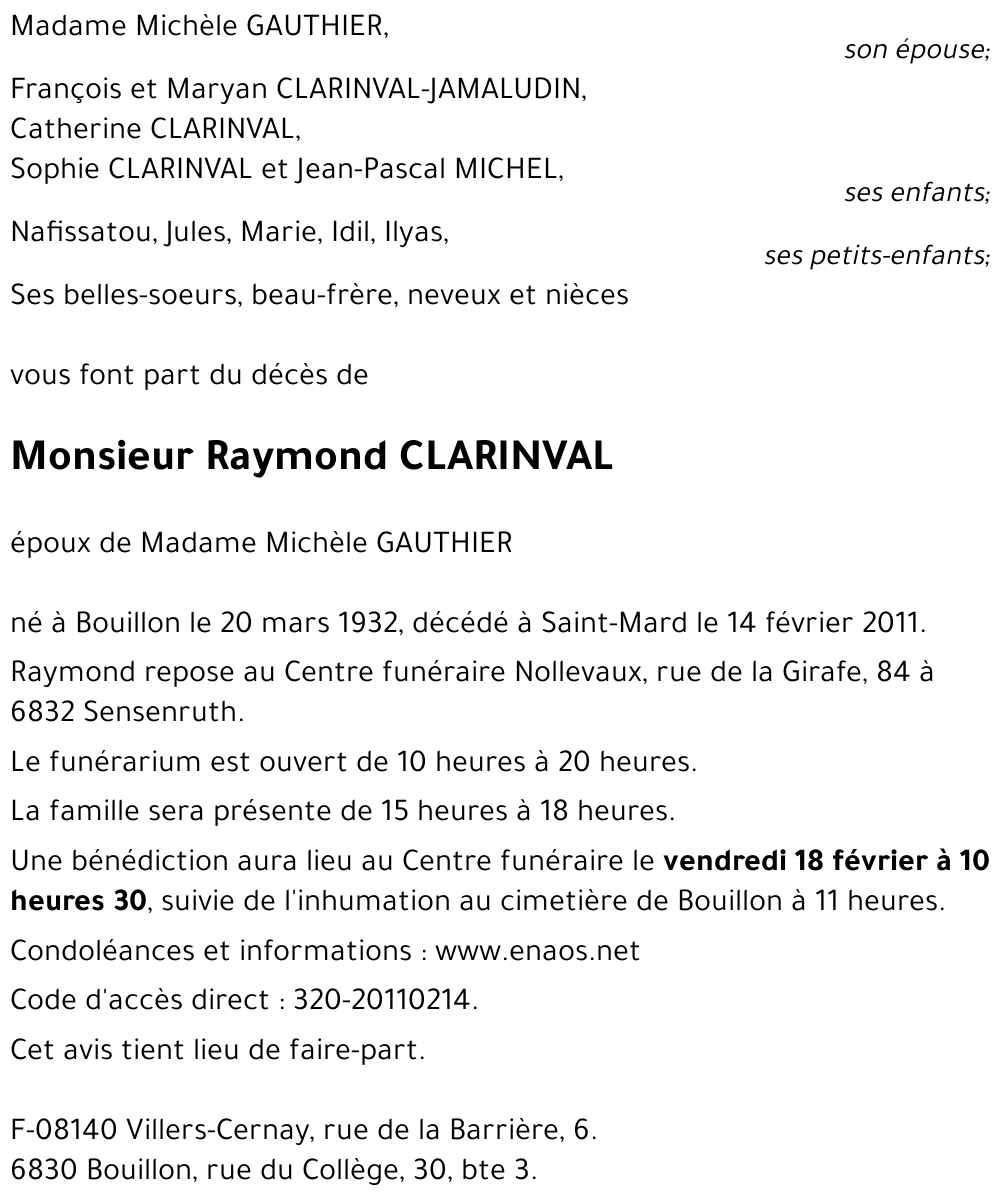 Raymond CLARINVAL