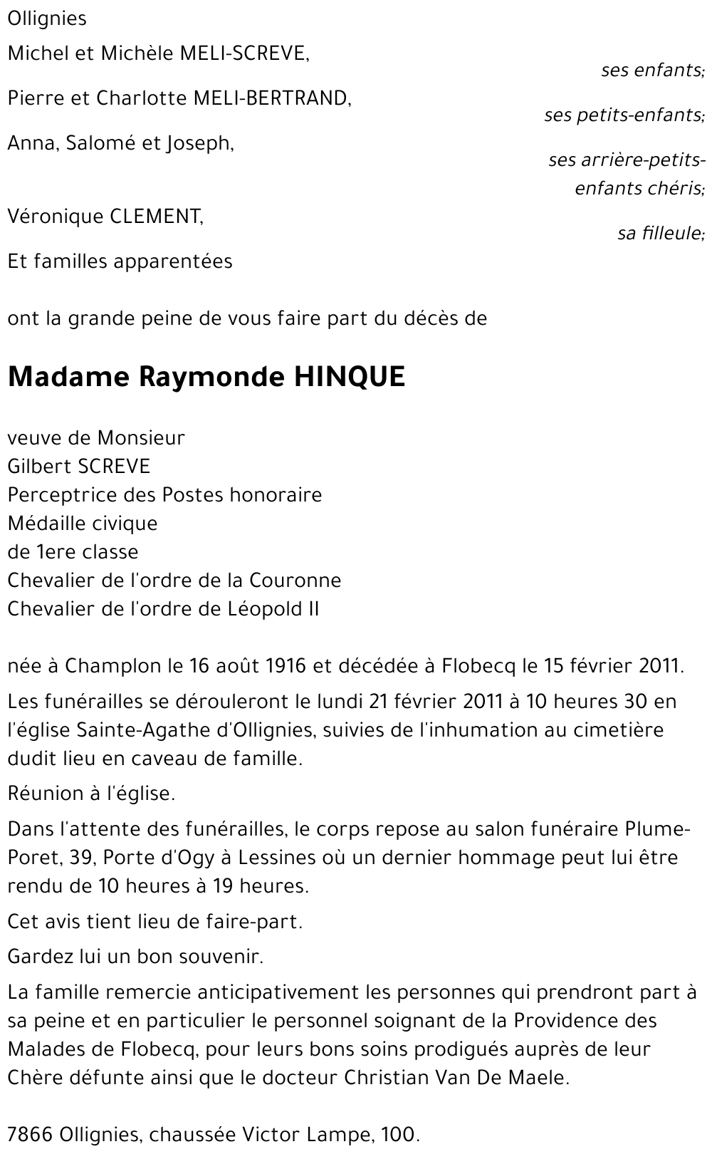 Raymonde HINQUE