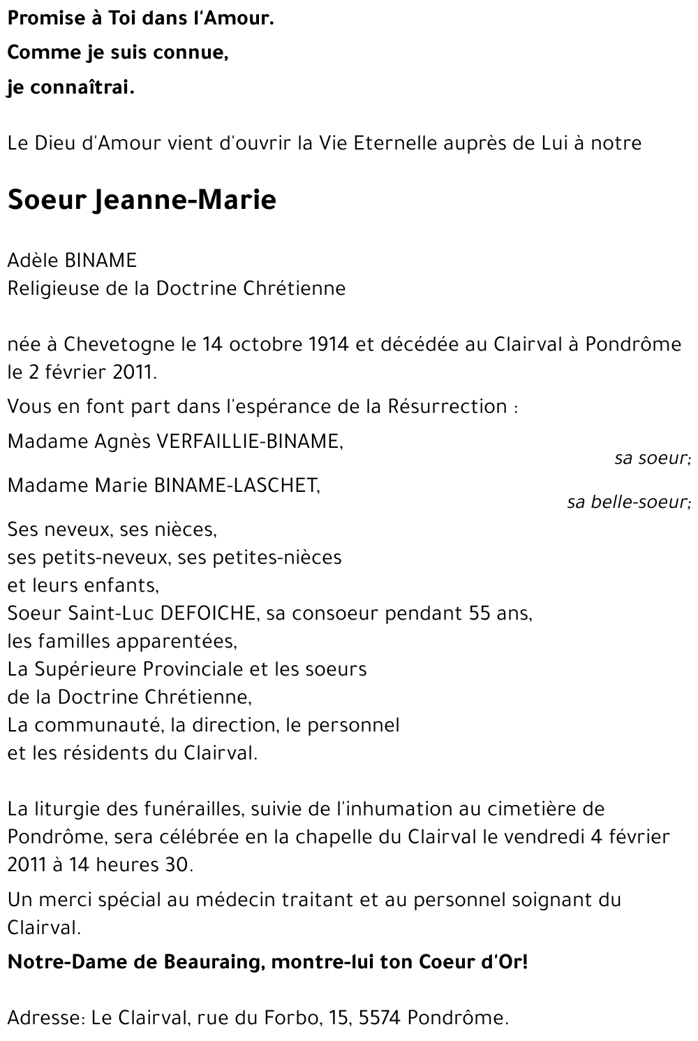 Soeur Jeanne-Marie