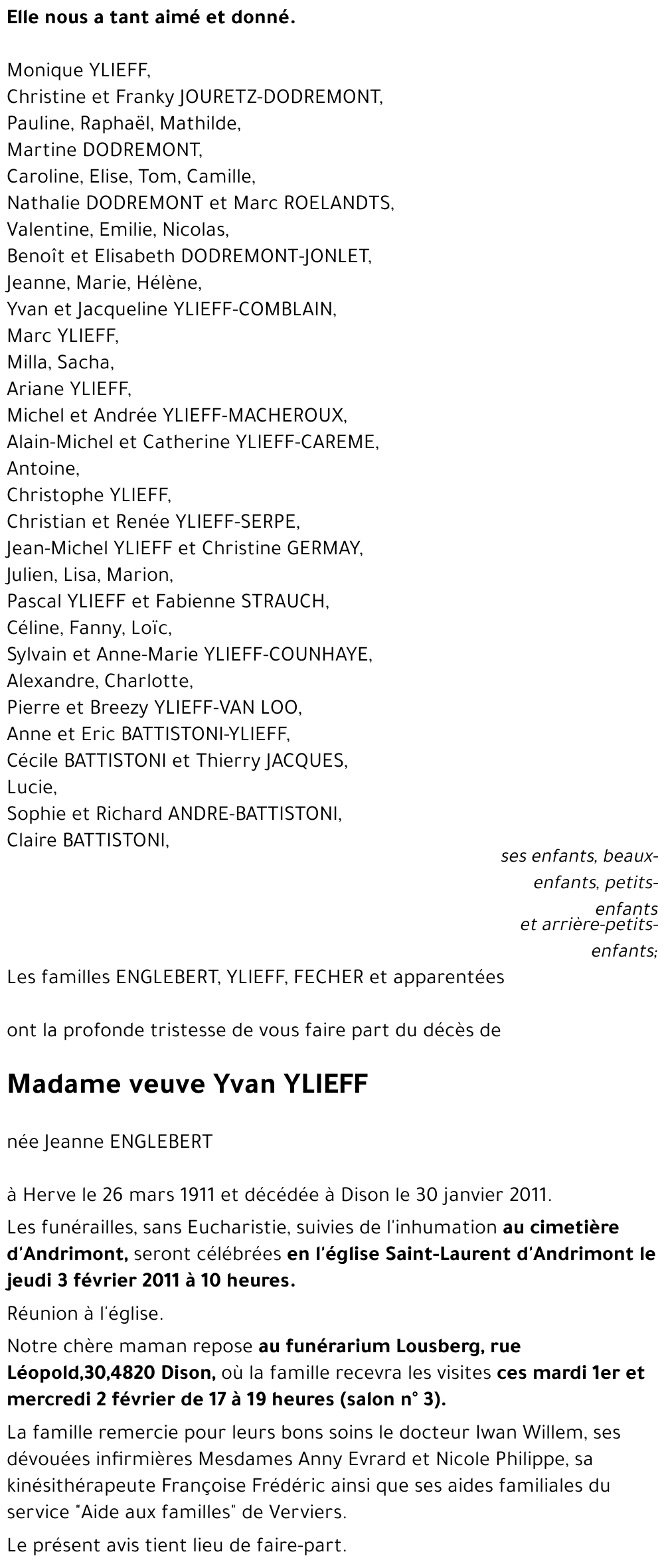 veuve Yvan YLIEFF