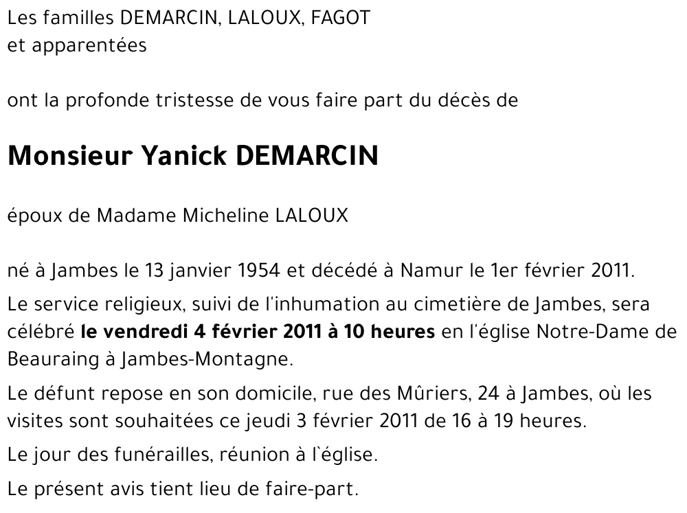 Yanick DEMARCIN