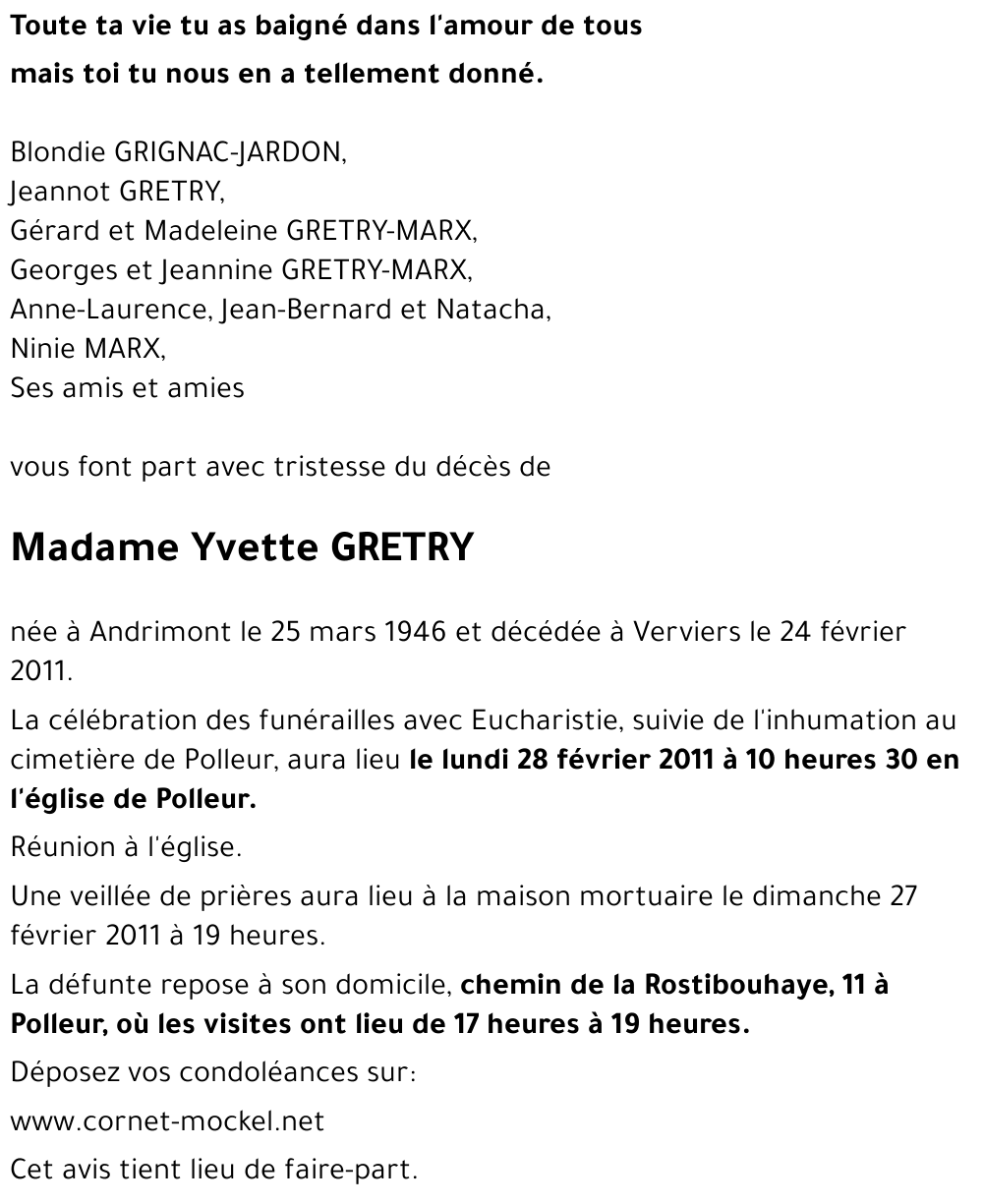 Yvette GRETRY