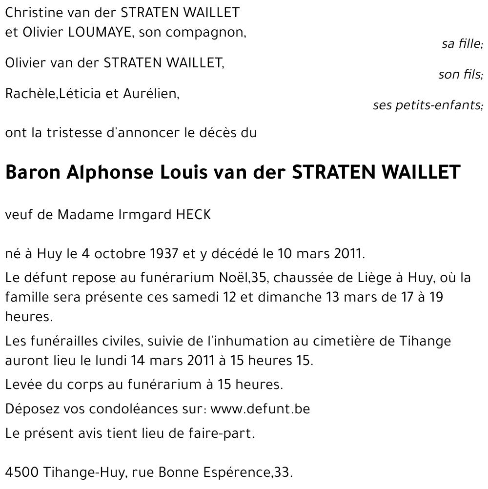 Alphonse Louis Baron van der Straten Waillet