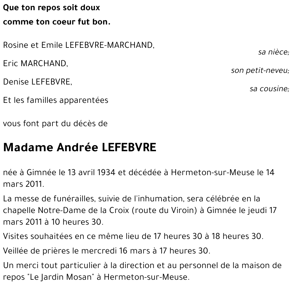 Andrée LEFEBVRE