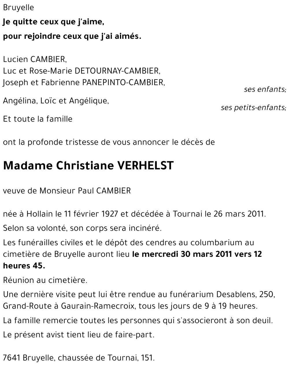 Christiane VERHELST