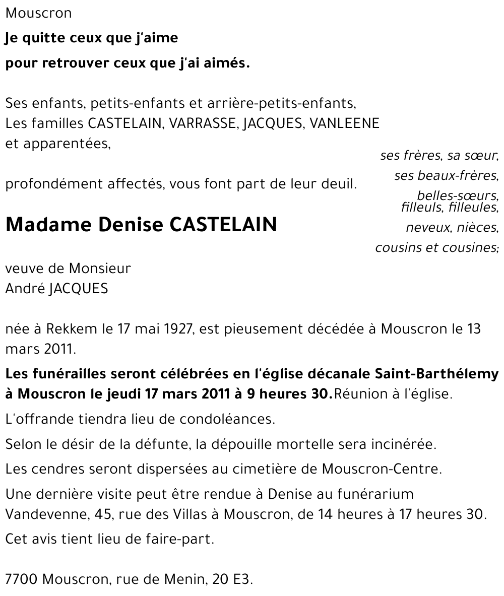 Denise CASTELAIN