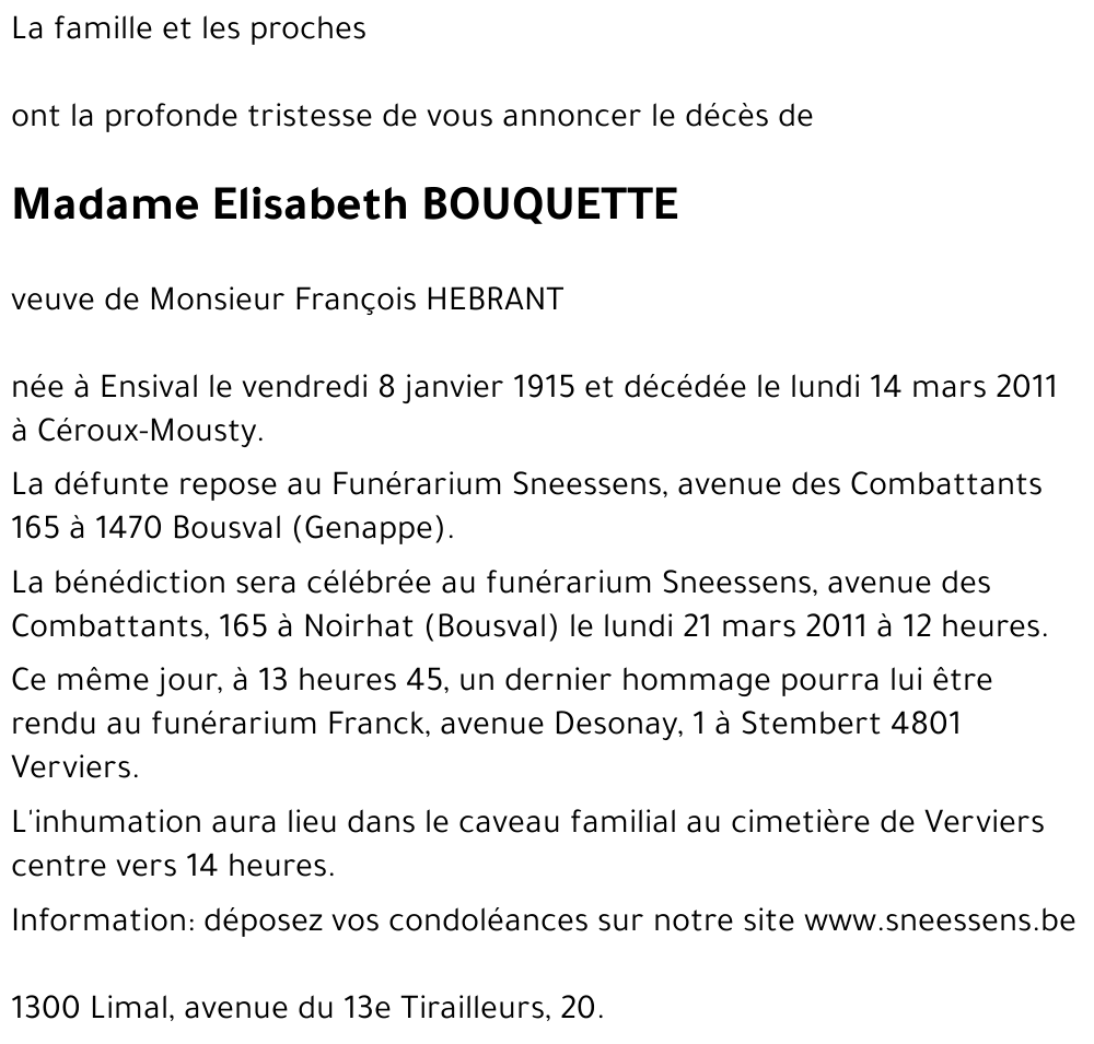 Elisabeth BOUQUETTE