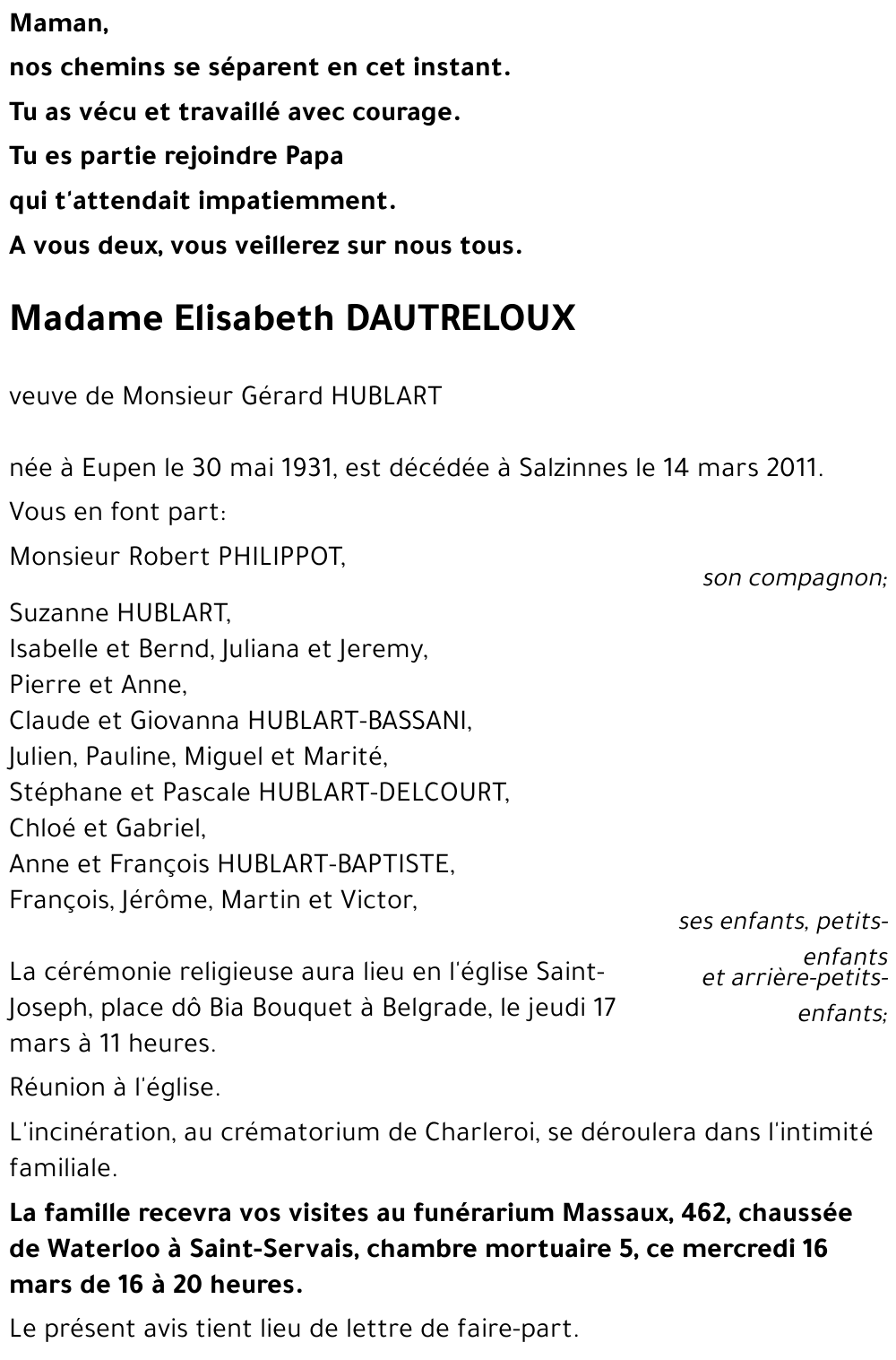 Elisabeth DAUTRELOUX