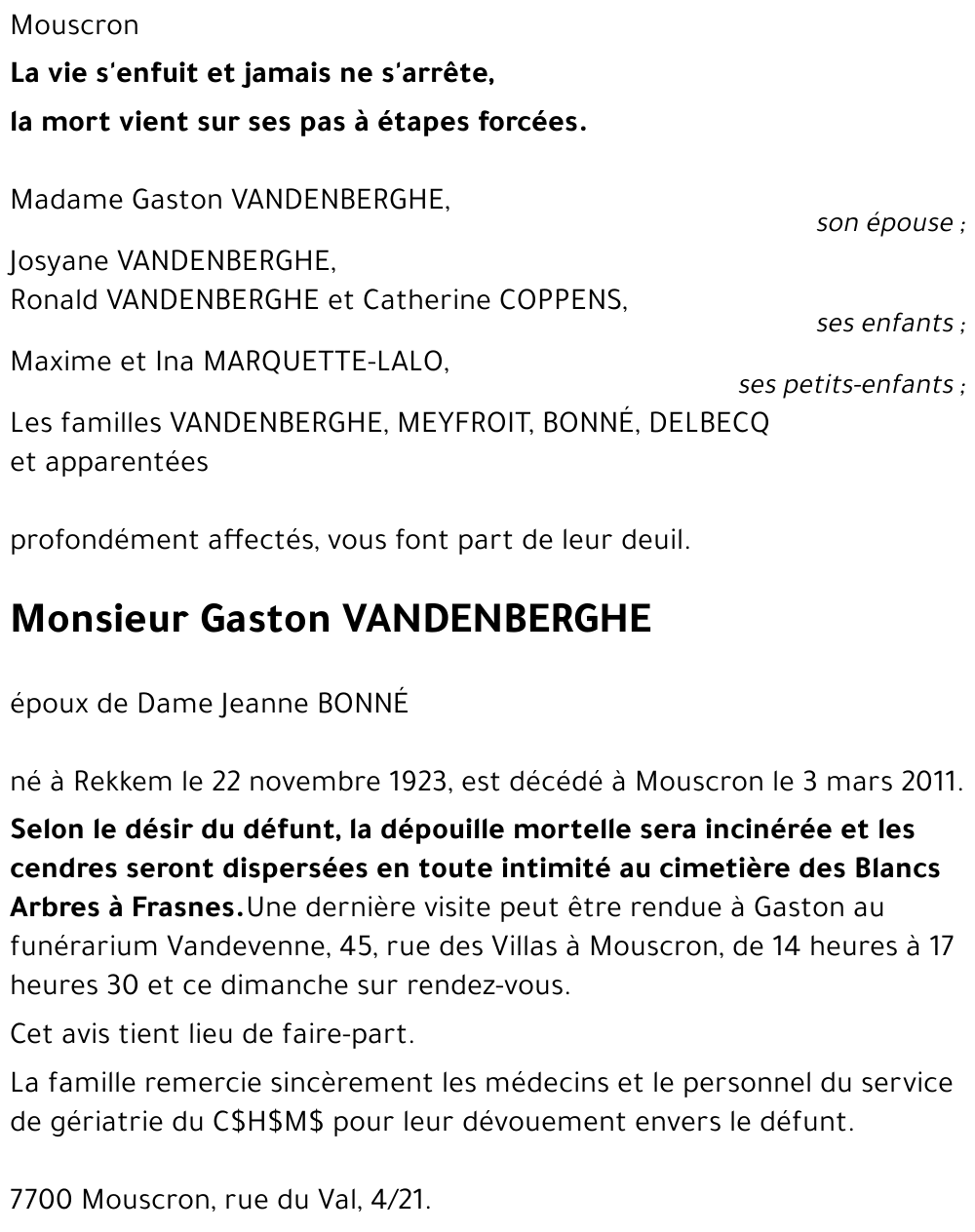 Gaston VANDENBERGHE
