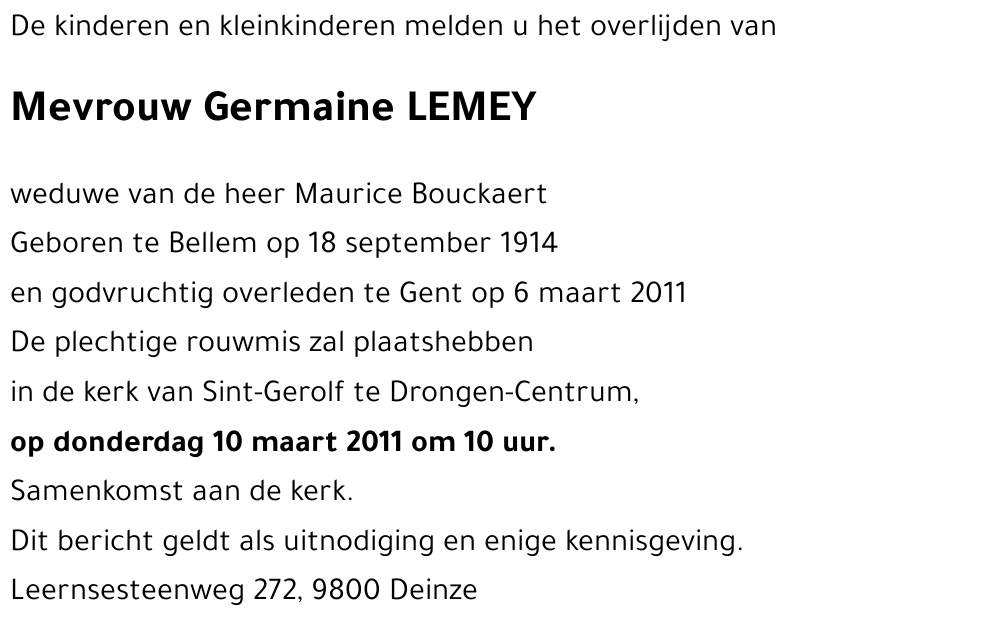 Germaine LEMEY