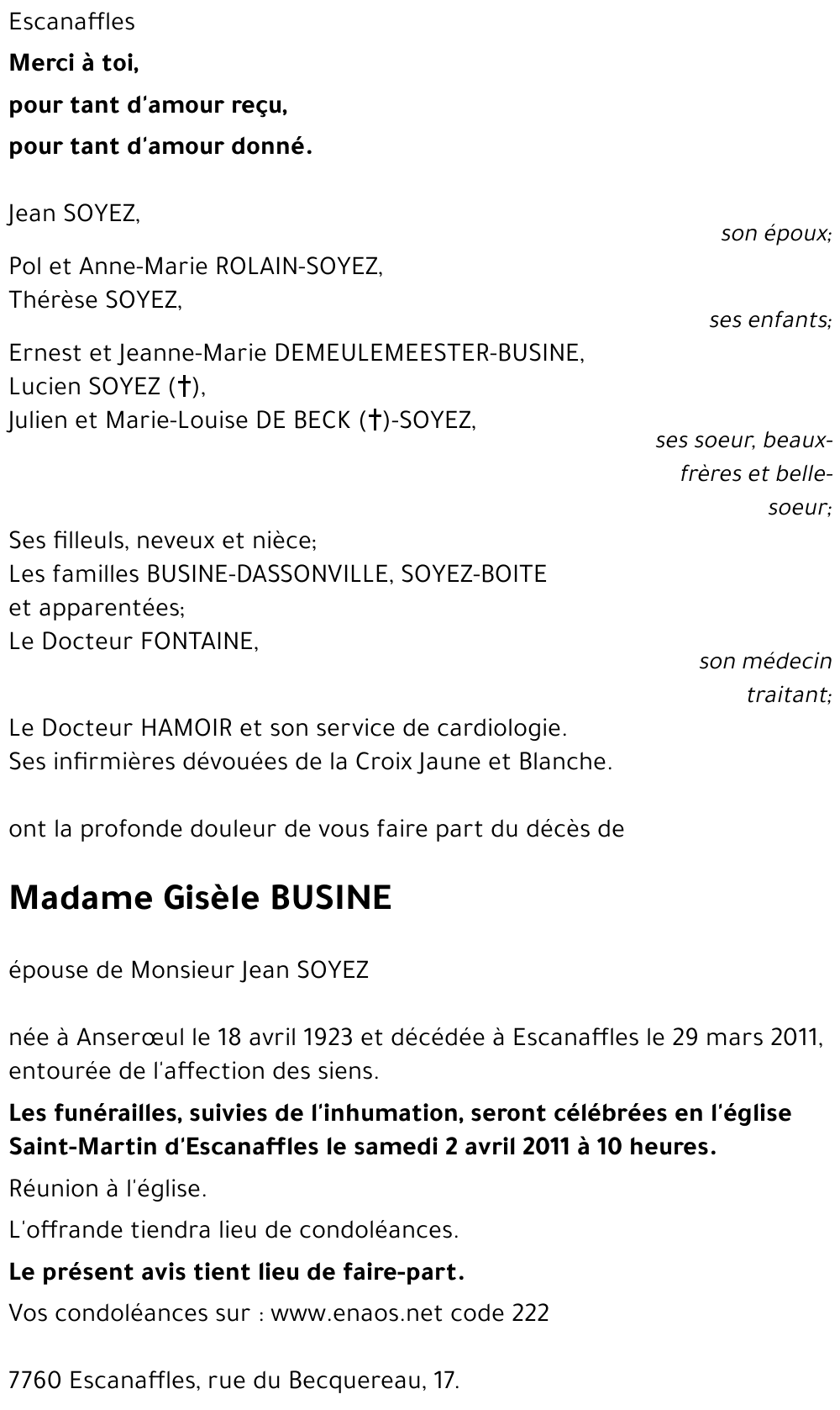 Gisèle BUSINE