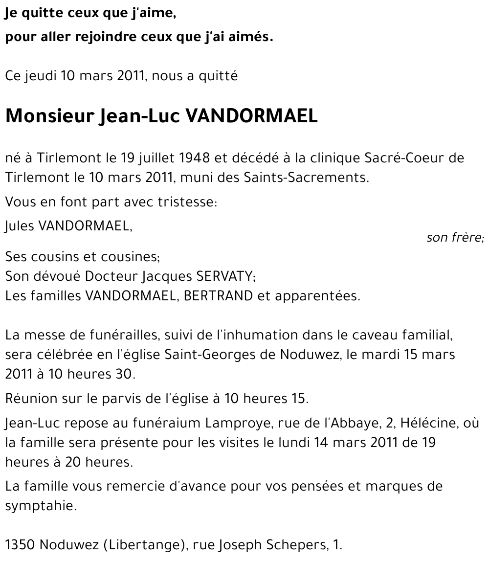 Jean-Luc VANDORMAEL