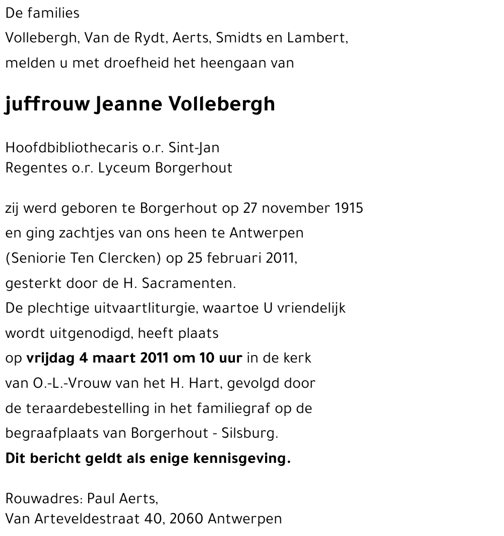 Jeanne VOLLEBERGH