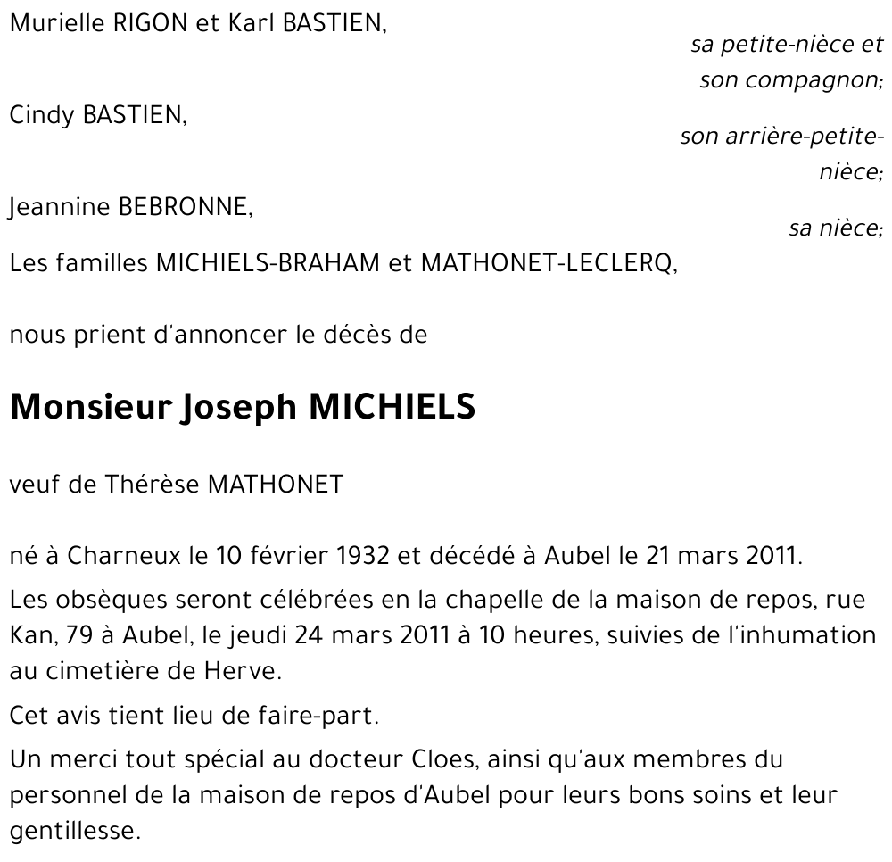 Joseph MICHIELS