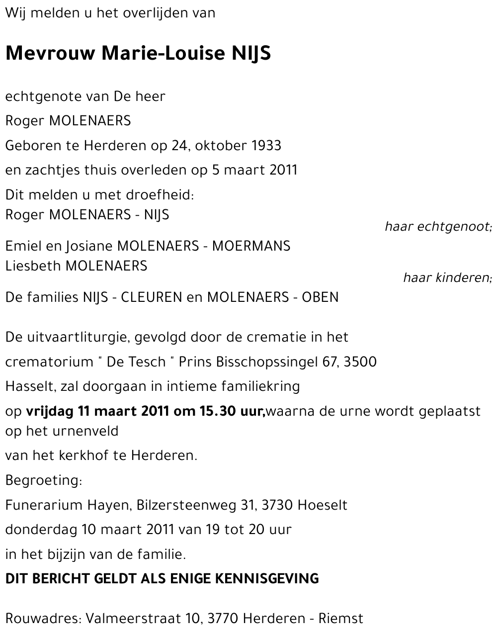 Marie-Louise NIJS