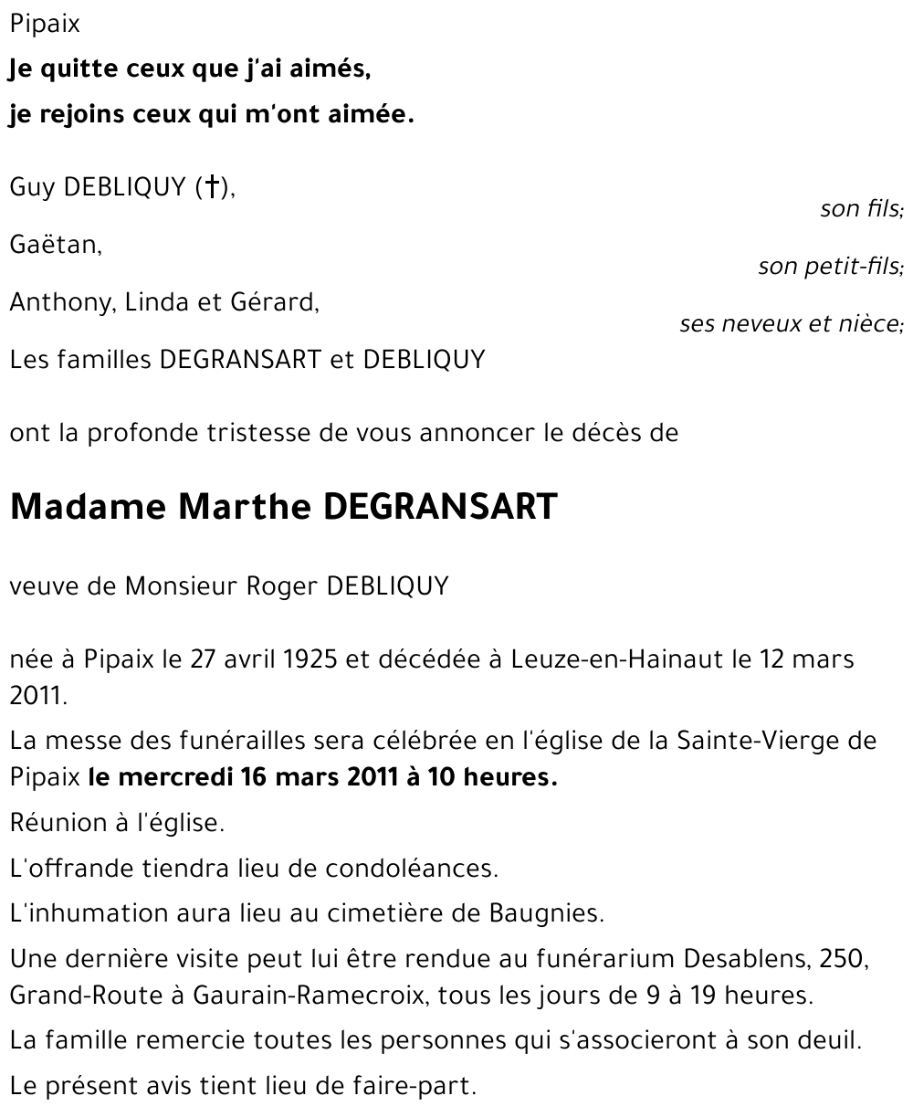 Marthe DEGRANSART