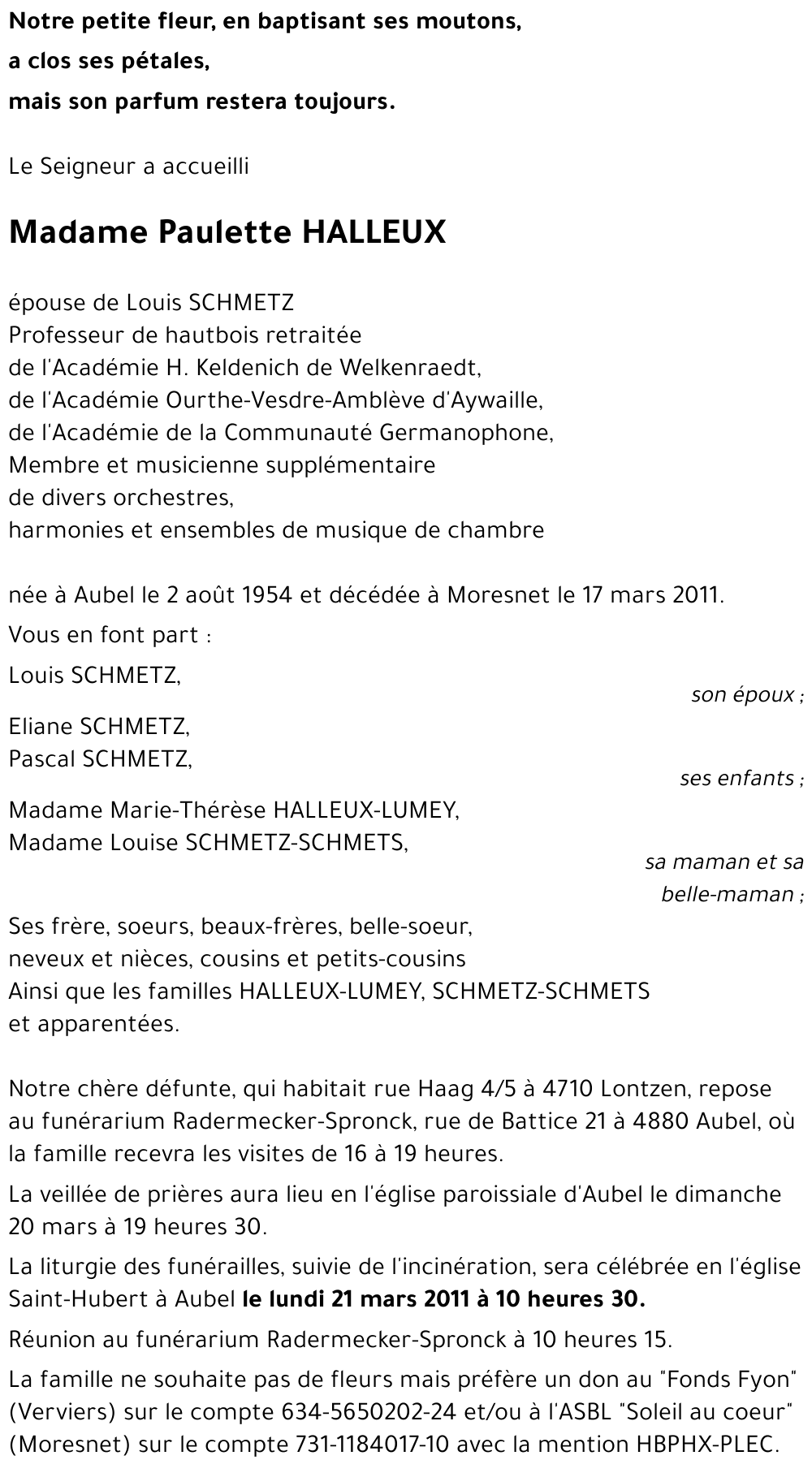 Paulette HALLEUX