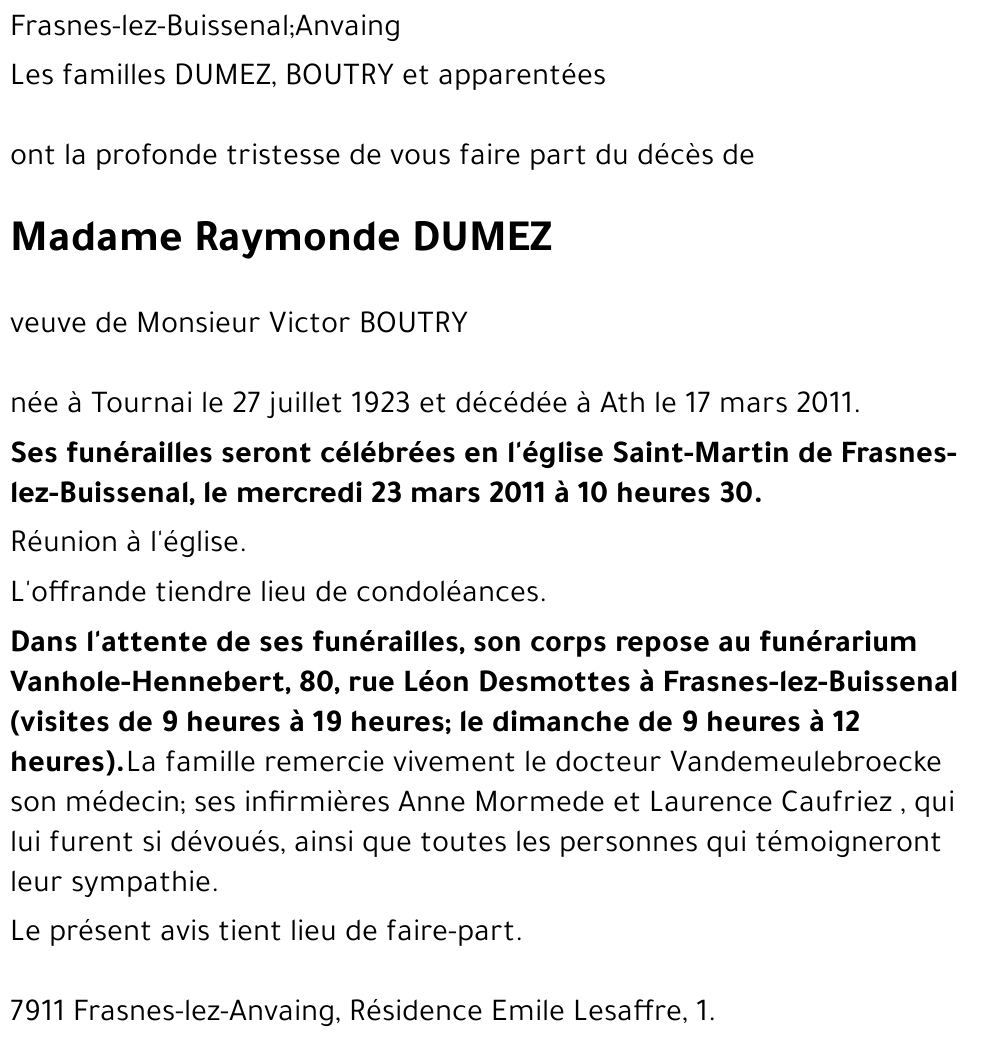 Raymonde DUMEZ