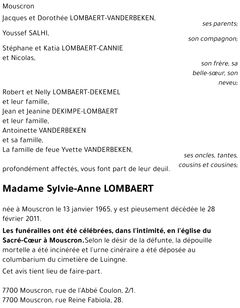 Sylvie-Anne LOMBAERT