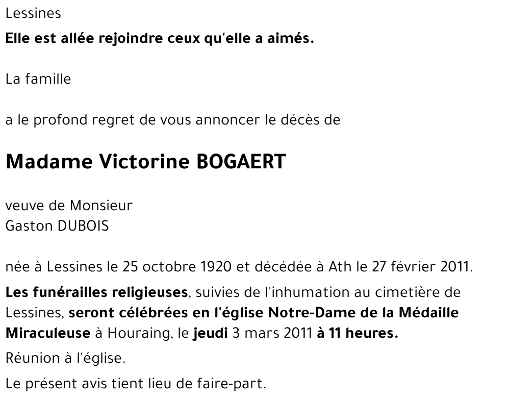 Victorine DUBOIS