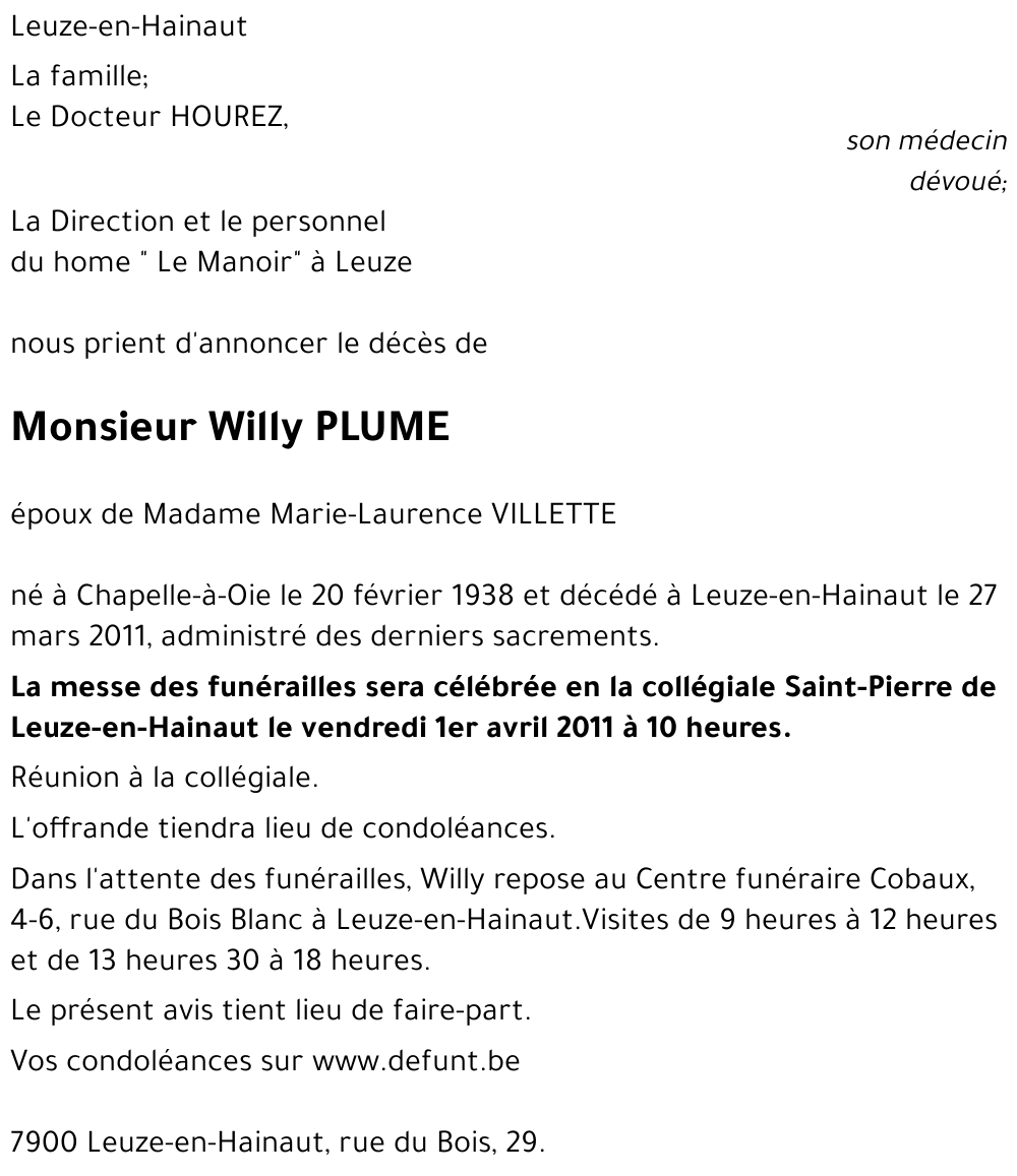 Willy PLUME