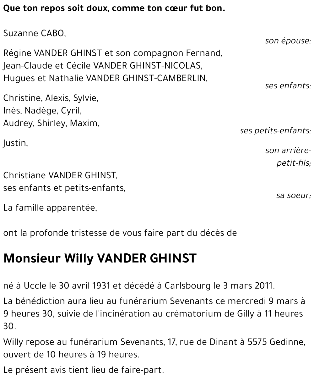 Willy VANDER GHINST