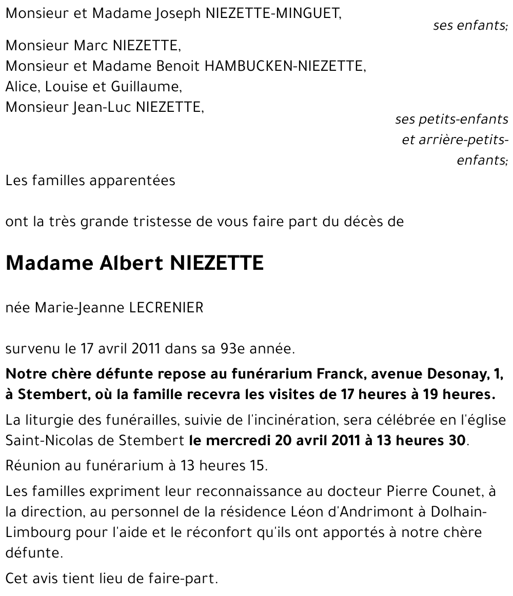 Albert NIEZETTE