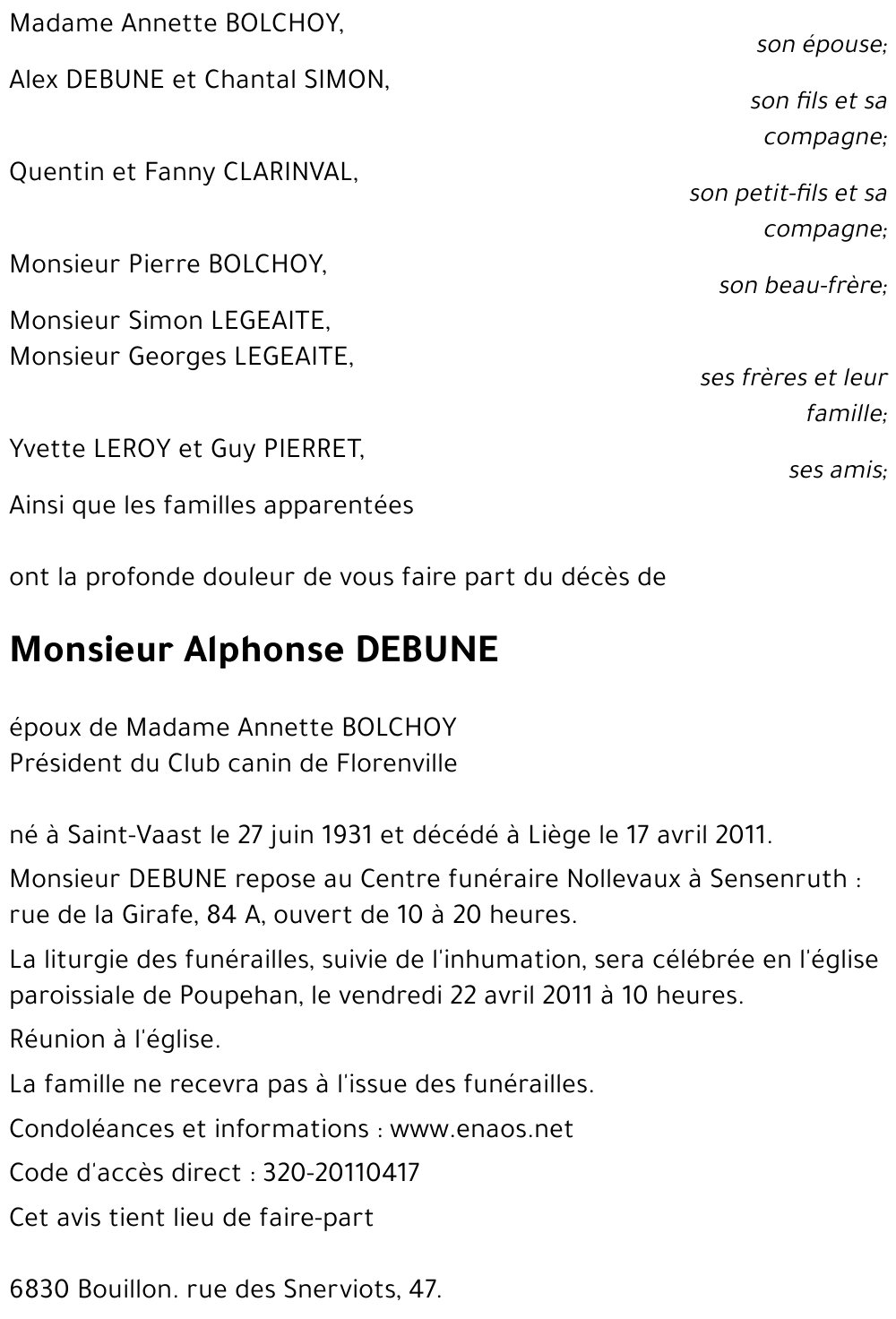 Alphonse DEBUNE