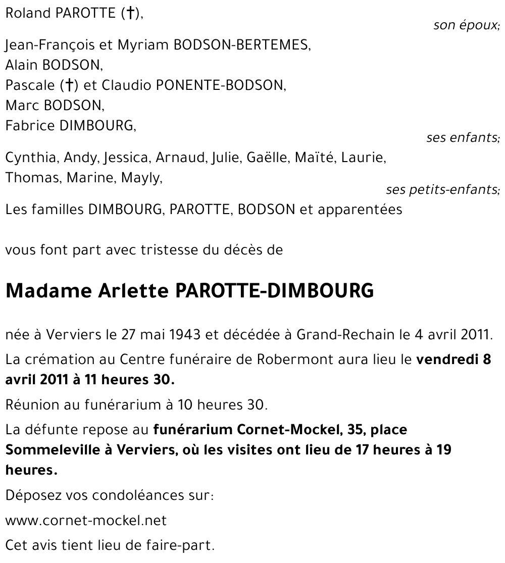 Arlette DIMBOURG