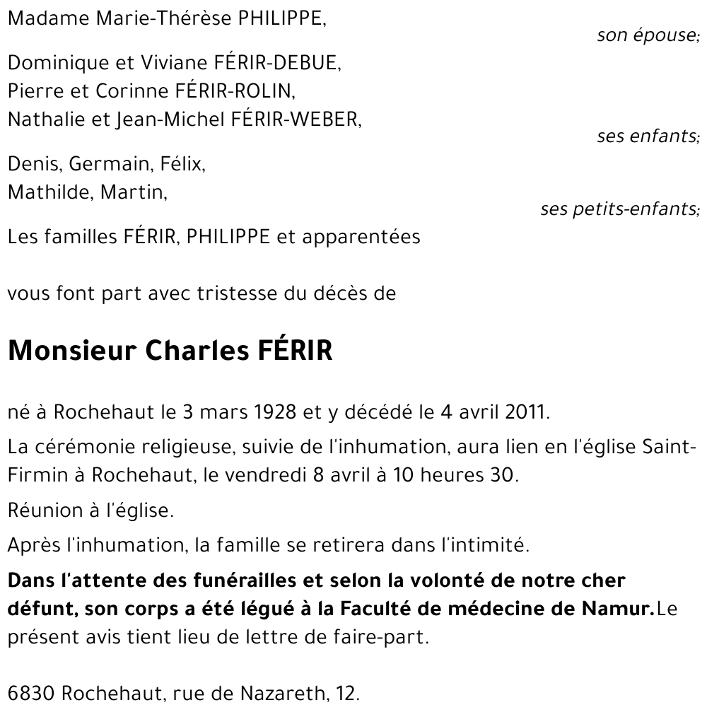 Charles FÉRIR
