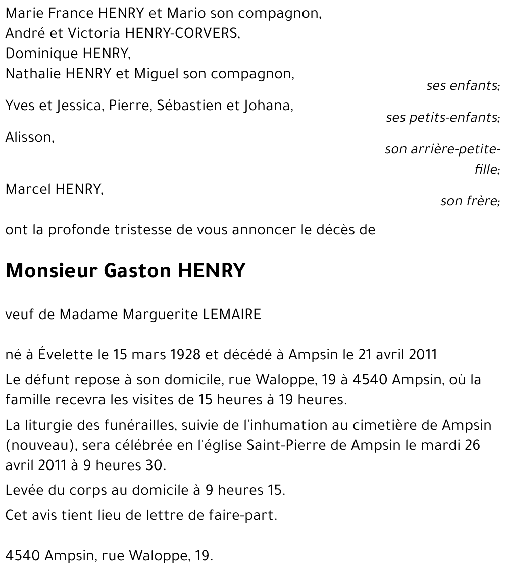 Gaston HENRY