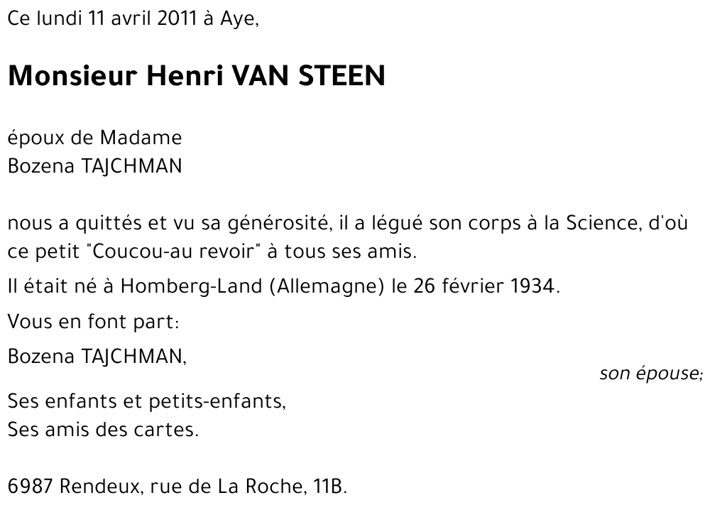 Henri VAN STEEN