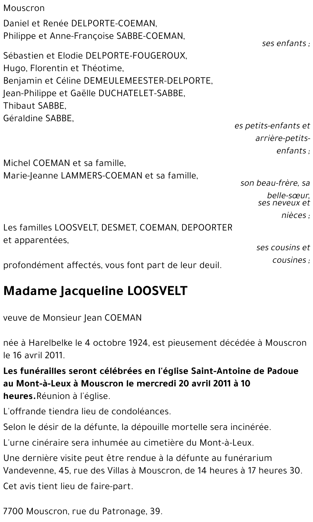 Jacqueline LOOSVELT