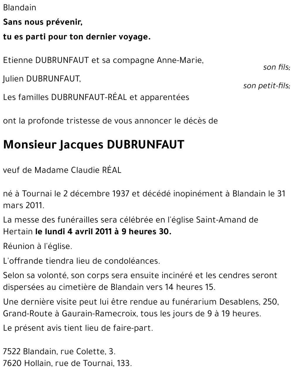 Jacques DUBRUNFAUT