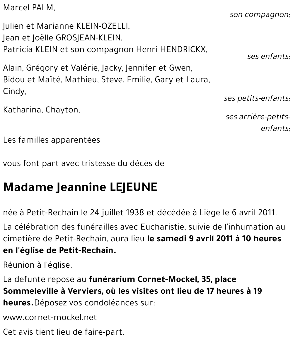 Jeannine LEJEUNE
