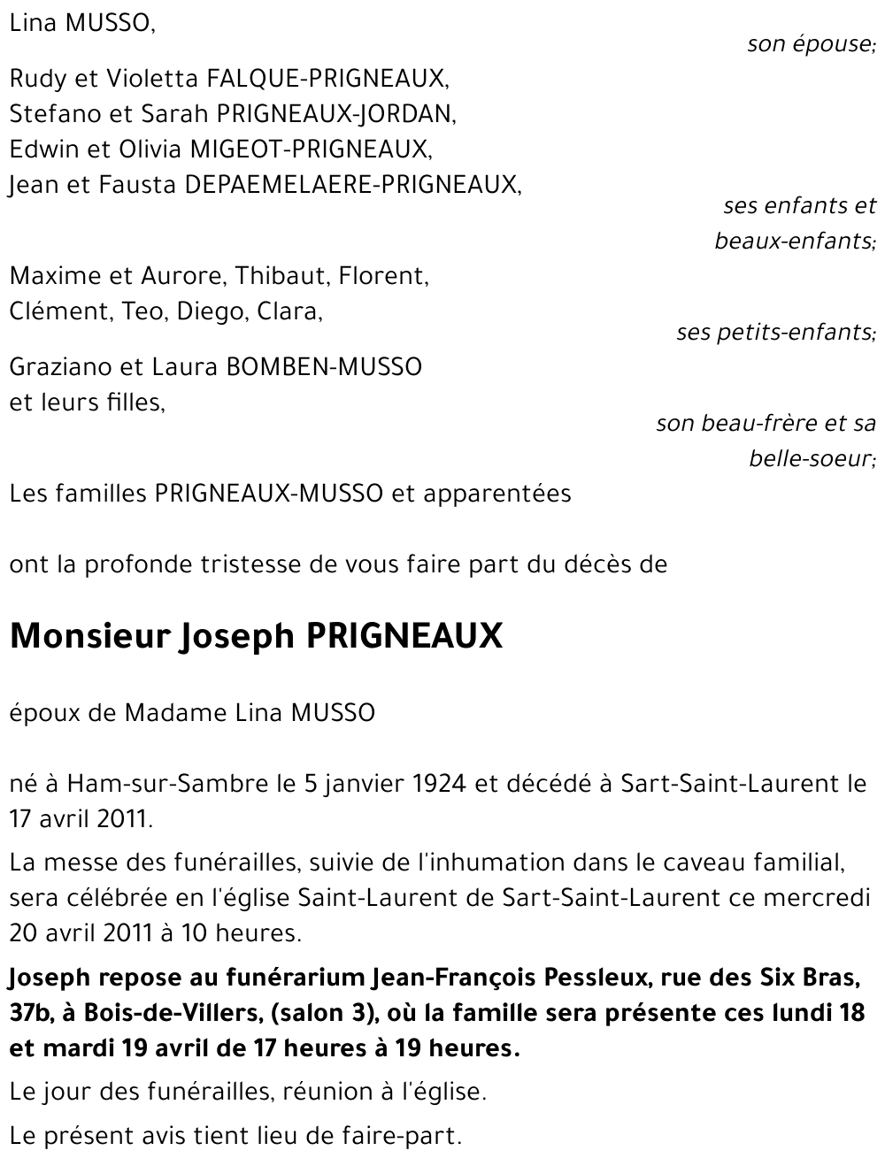 Joseph PRIGNEAUX