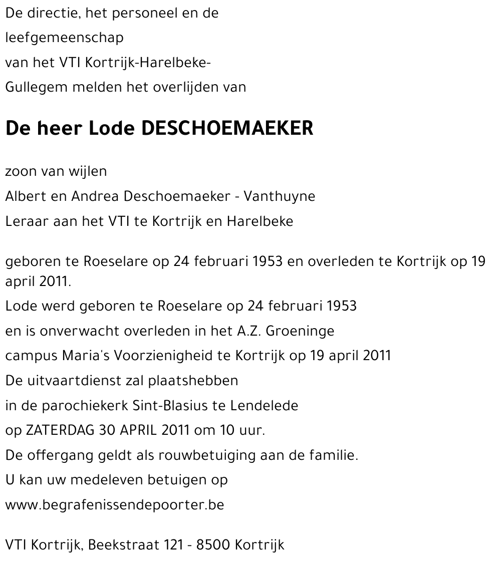 Lode DESCHOEMAEKER