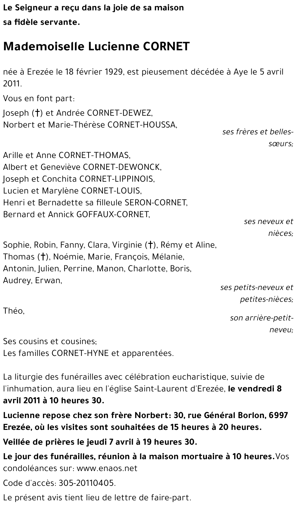 Lucienne CORNET